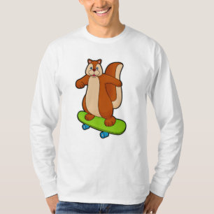 Eekhoorn als Skater met skateboard T-shirt