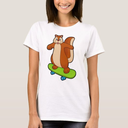 Eekhoorn als Skater met skateboard T-shirt (Voorkant)