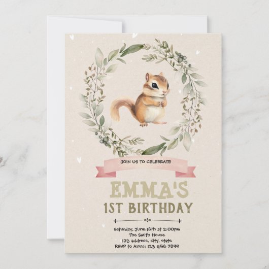 eekhoorn Baby shower Invitation Kaart (Voorkant)