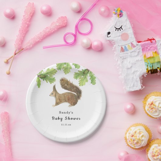 Eekhoorn - Baby shower Papieren Bordje (Feest)