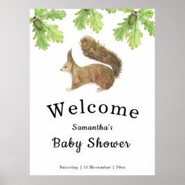 Eekhoorn Baby shower Welkom Poster