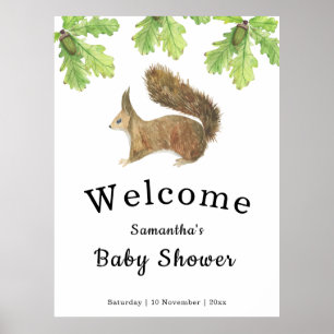 Eekhoorn Baby shower Welkom Poster