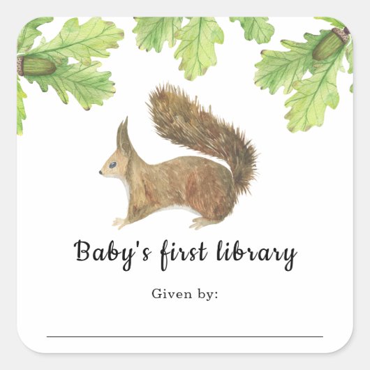 Eekhoorn - baby's eerste bibliotheek vierkante sticker (Voorkant)