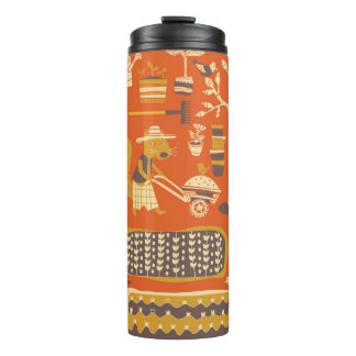 eekhoorn bevindt zich in een tuin,  geschilderd do thermosbeker