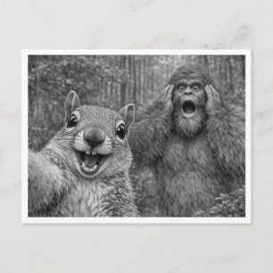 Eekhoorn Bigfoot Selfie Feestdagenkaart