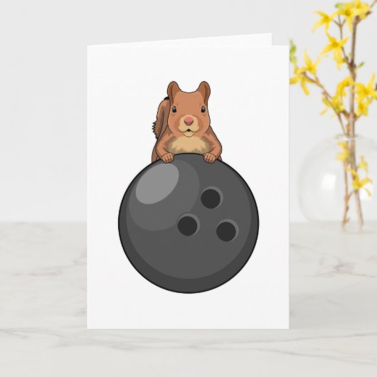 Eekhoorn bij bowlen met bowlingbal kaart (Gele Bloem)