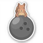 Eekhoorn bij Bowling met Bowling-bal Sticker (Voorkant)