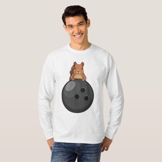 Eekhoorn bij Bowling met Bowling-bal T-shirt (Voorkant volledig)
