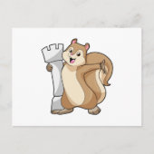 Eekhoorn bij Chess met Chess-stukje King Briefkaart (Voorkant)