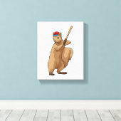 Eekhoorn bij honkbal met honkbalknuppel canvas afdruk (Insitu (Houten vloer))