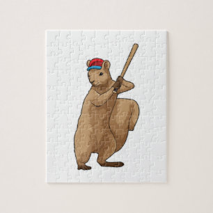 Eekhoorn bij honkbal met honkbalknuppel legpuzzel