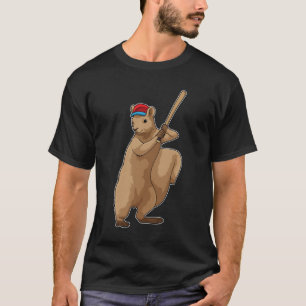 Eekhoorn bij honkbal met honkbalknuppel t-shirt