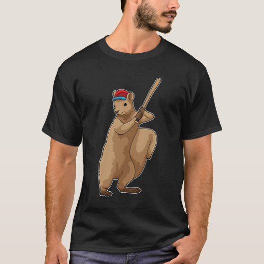 Eekhoorn bij honkbal met honkbalknuppel t-shirt (Voorkant)