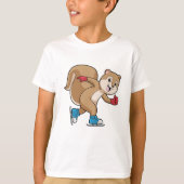 Eekhoorn bij ijsschaatsen met ijs-schaatsen t-shirt (Voorkant)