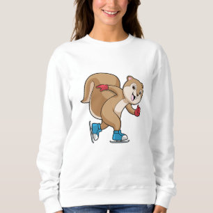 Eekhoorn bij ijsschaatsen met ijs-schaatsen trui