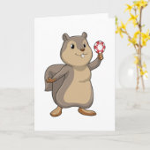 Eekhoorn bij Poker met Poker fiches Kaart (Gele Bloem)