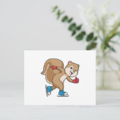 Eekhoorn bij schaatsen met schaatsen briefkaart (Staand voorkant)
