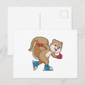 Eekhoorn bij schaatsen met schaatsen briefkaart (Voorkant / Achterkant)