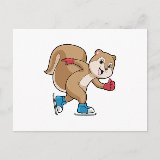 Eekhoorn bij schaatsen met schaatsen briefkaart (Voorkant)