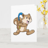 Eekhoorn bij veldhockey met hockeystick kaart (Gele Bloem)