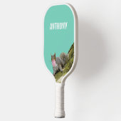 Eekhoorn blazen een Bubblegum Bubble Animal Foto Pickleball Paddle (Links)