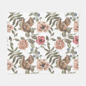 Eekhoorn Bloemendruk Fleece Deken (Voorkant (Horizontaal))