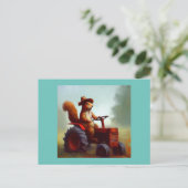 Eekhoorn Boer op een Tractor Briefkaart (Staand voorkant)