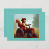Eekhoorn Boer op een Tractor Briefkaart (Voorkant / Achterkant)