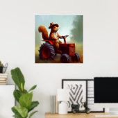 Eekhoorn Boer op een Tractor Poster (Thuiskantoor)