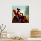 Eekhoorn Boer op een Tractor Poster (Keuken)