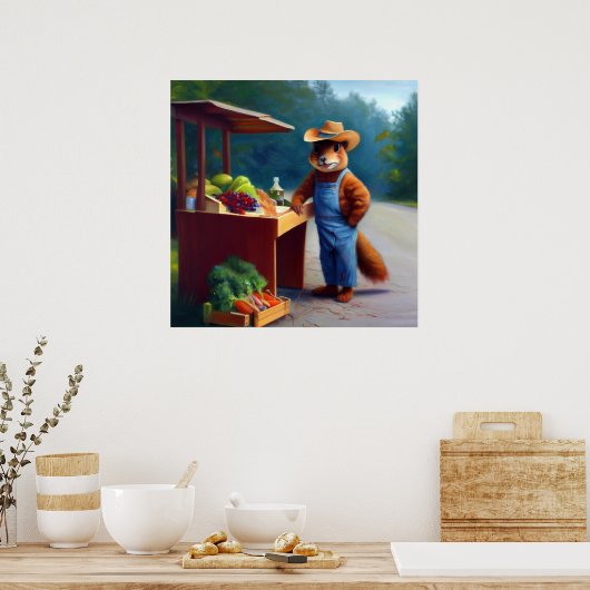 Eekhoorn Boer Roadside Stand Poster (Keuken)