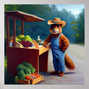 Eekhoorn Boer Roadside Stand Poster