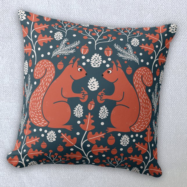 Eekhoorn Bos Bosland Kussen (Squirrel woodland forest art throw pillow)