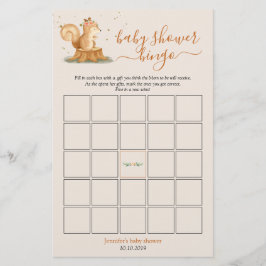 Eekhoorn bosdieren baby shower bingo spel