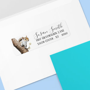 Eekhoorn Bosgebied Schrift  Adres Etiket