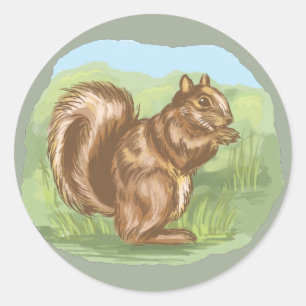 Eekhoorn Bosleven Cartoon Ontwerp Ronde Sticker