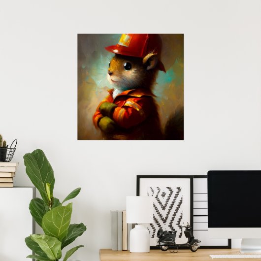 Eekhoorn brandweerman poster (Thuiskantoor)