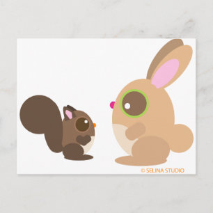 eekhoorn + bunny briefkaart