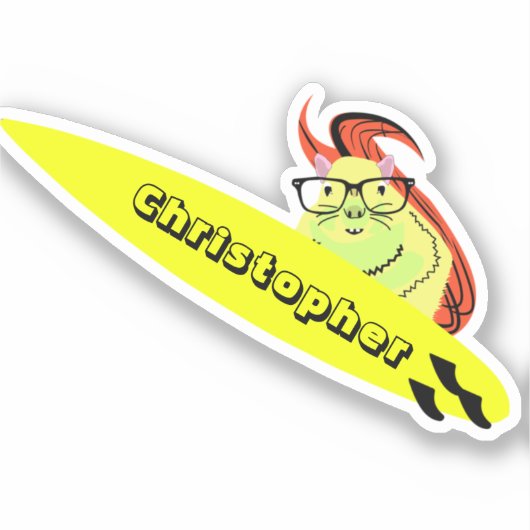 Eekhoorn cartoon surfplank sticker (Voorkant)
