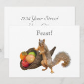 Eekhoorn Cornucopia Uitnodiging (Voorkant / Achterkant)