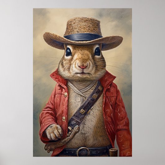 Eekhoorn Cowboy Poster, kinderkamer en kinderkunst Poster (Voorkant)