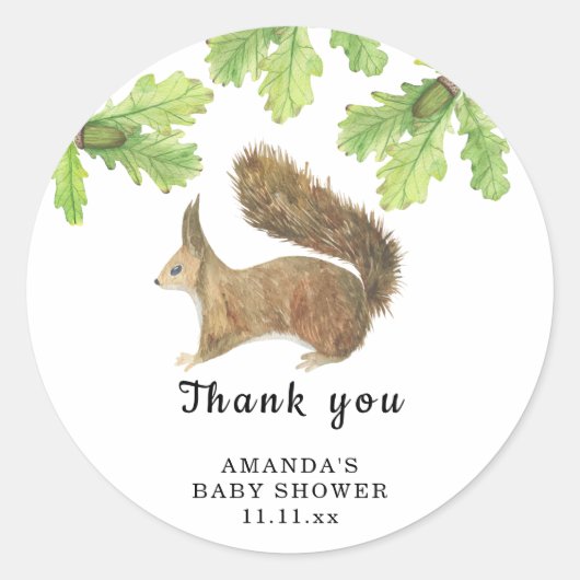 Eekhoorn - dank je ronde sticker (Voorkant)