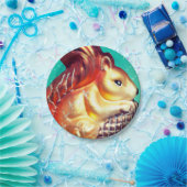 Eekhoorn dennenappel vintage herfst winter turquoi papieren bordje (Feest)