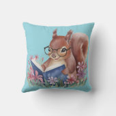 Eekhoorn die een boek leest, genesteld in bloemen kussen (Achterkant)