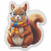 Eekhoorn die een bril draagt sticker (Voorkant)