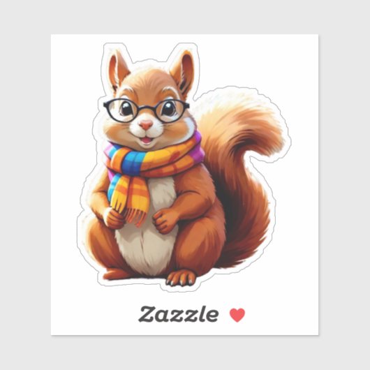 Eekhoorn die een bril draagt sticker (Vel)