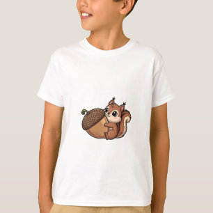 Eekhoorn die een enorme eikel omhelst voor kindere t-shirt