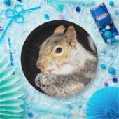 Eekhoorn die een noot eet papieren bordje (Feest)