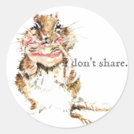 Eekhoorn die met spikkels bedekte cake eet ronde sticker