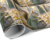 Eekhoorn die noten verzamelt in haar tas cadeaupapier (Rol Hoek)